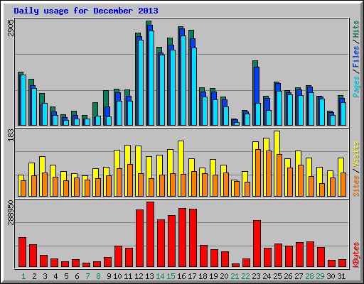 Daily usage for December 2013