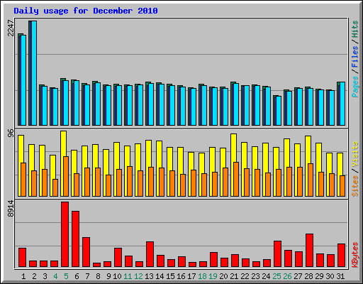 Daily usage for December 2010