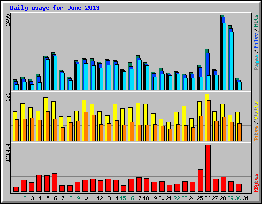 Daily usage for June 2013